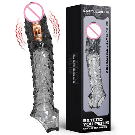 Penis Sleeve Extensions Condom Male Enlargement Delay Vibrators Clits Massager Cock Ring Vibrating Penis Cover Sex Toys For Men