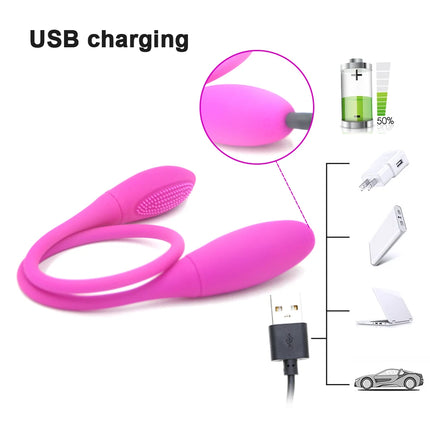 Double Head G Spot Bullet Vibrator Double Sided Silicone Vibrating Egg Ball for Anal Prostate Adult Sex Toy for Women Lesbian