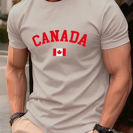 Canada Text With Flag Printed Cotton T-Shirts Men's Summer Short Sleeve T Shirt Soft Oversized O-Neck Tops Basic Men's Clothes