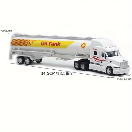 AIUAZA 1: 48 alloy oil tanker, European style American style Pull-back truck model, transport vehicle, trailer, toy car model