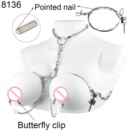QKKQ Wearable Stainless Steel Breast Bondage Sexy Tools Chest Stimulate Nipples Massager BDSM Sex Toys Couple Erotic Accessories