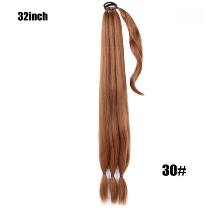 Boxing Braids Ponytail Extensions Synthetic Wrap Around Ponytail With Rubber Band Hair Ring DIY 26 Inch Ombre Black Brown Grey