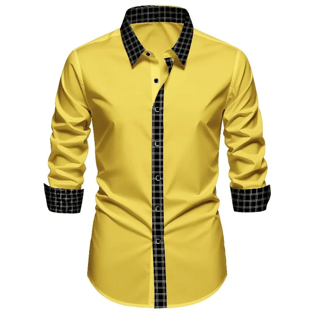 FGKKS Men Shirt Arrival Fashion Patchwork Tuxedo High Street Long Sleeve Smart Casual Elastic Man Business Dress Shirts