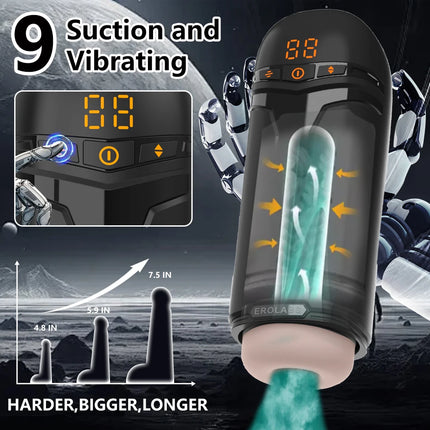 Automatic Male Masturbator Penis Pump with Sucking Vibrating Thrusting Sex Toys for Men Stroker Penis Stimulation LED Display