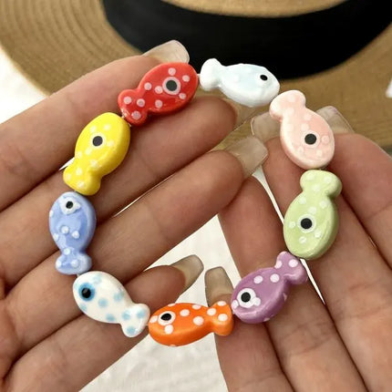 Ceramic Fish Stars Braided Rope Bracelets for Women Cute Blue Small Buttons Bracelets Romantic Adjustable Jewelry Accessories