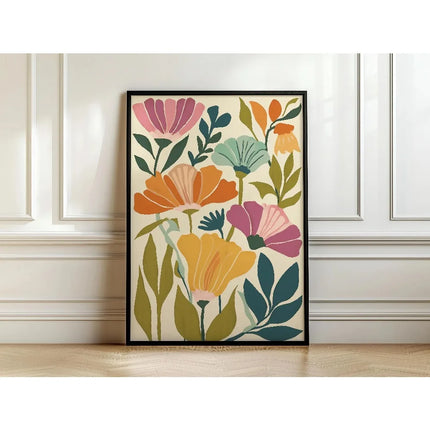 1pc Retro Beige Floral Line Printing,Simple Canvas Painting,Frameless Modern Plant Wall Decor for Living Room,Housewarming Gifts