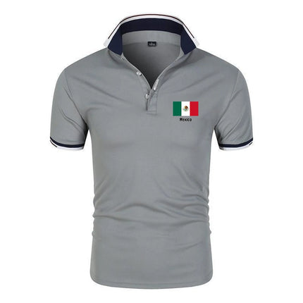 2026 Mexico Flag Summer New Men's Football Team Print Six-color Polo Shirt Casual Regular Fashion Lapel Tops Short Sleeve