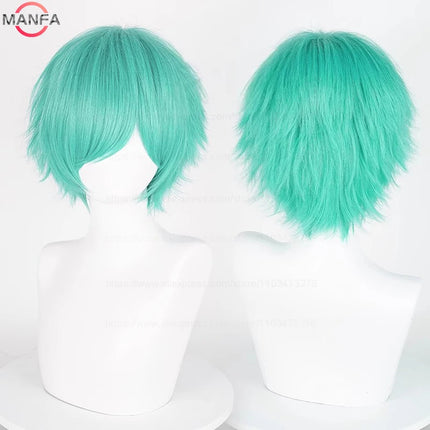 Anime 30cm Short Straight Cosplay Wig Black White Green Brown Purple Blue Gray Red Gold Man Women Heat Resistant Synthetic Hair
