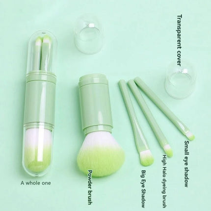 Portable Powder Blusher Brush With Cover 4 in 1 Travel Small Set Makeup Eye Shadow Telescopic Multi-Function Mini Makeup Tool
