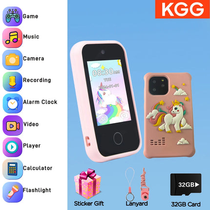 New Kids Smart Phone Toys Unicorn Toddler Play Phone Dual Camera Cell Phone Travel Toy Preschool Learning for Boys Girls Gifts