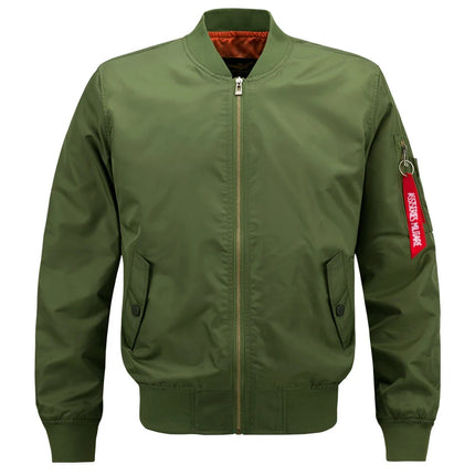 Men's casual pilot jacket, outdoor autumn/ waterproof and windproof MA-1 flight jacket, with pockets, stand col