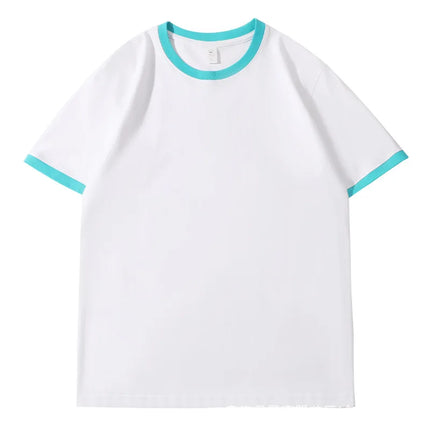 210G Heavy Cotton Men's T-shirt Edge-bumping O-Neck Short-sleeved Man T shirt Contrasting Color Splicing Men T-shirt Tops Tees