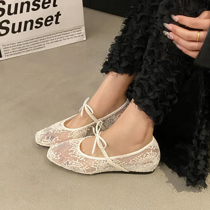 2026 Spring Lace Women Mary Jane Shoes Fashion Slip On Comfort Street Style Soft Sole Female Internal Elevation Dress Shoes