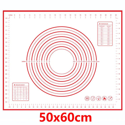 8 Size Silicone Baking Mat Reusable Nonstick Baking Sheet Thick Dough Rolling Mat with Measurements and Edge Heightening JT606