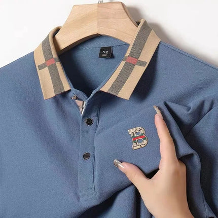 Bestselling Brand Summer New 100% Pure Cotton Comfortable Polo Shirt Fashionable Men's Classic Letter Badge Casual Short Sleeve