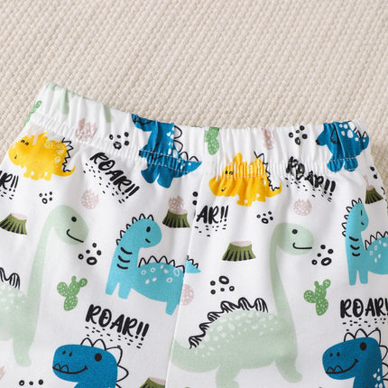 0-18 Months old Baby boy Summer Set Dinosaur Print Short sleeved and Shorts Set for Newborn Baby Boy Casual Style Clothing