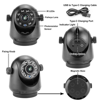 GreenYi 5G WiFi Magnetic Hitch Wireless Rear View Camera Night Vision Rechargeable for Trailer RV Truck for iPhone Android
