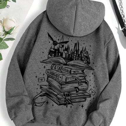A Funny Book Printed Sweatshirt Women Harajuku Casual Loose Hooded Fashion Soft Comfortable Hoodies Autumn Warm Female Clothes