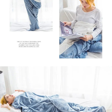 Cartoon Shark Blanket Plaid Gown Sleeping Bag Women Pajamas Adult Blanket Flannel Shark Nightrobe Comfy Bathrobe Homewear Gift