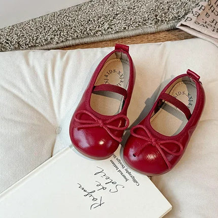 2024 Spring&Autumn Children's Little Leather Shoes for Girls Korean Girls' Soft Sole Bow Anti Slip Fashion Princess Single Shoes