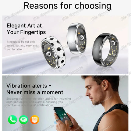 Ola Esporte Smart Ring Vibration Alerts Gesture Swipe Videos Messages Alarms Vibration Heart Rate Health Monitoring Smartring