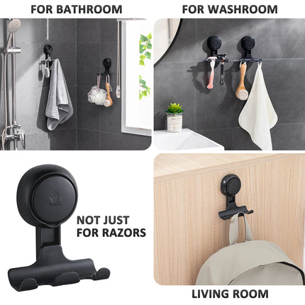 TAILI 2pcs Shaver Holder Washroom Wall Sucker Suction Cup Hook Razor No Drilling Bathroom Removable Reusable Shaver Holder Hook