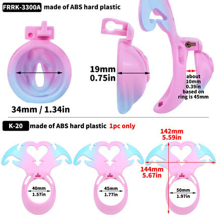 FRRK Mini Devil's Heart Sissies Chastity Pant Cage Male Bondage Lock 3PCS Penis Rings Wearable Abstinence Intimate Adult Toy