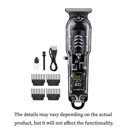 Professional Transparent Body Electric Hair Clipper for Men USB Rechargeable Trimmer Hair Cutting Machine Holiday Gift for Him