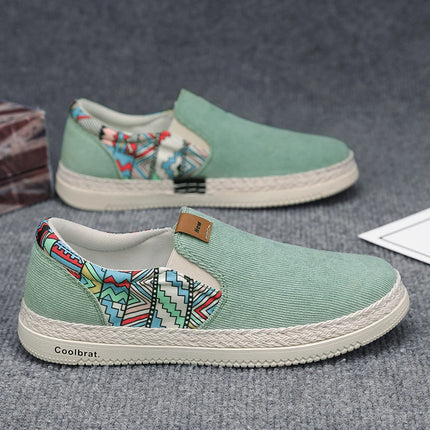 Men's Slip-On Casual Loafers | Ethnic Print Canvas Shoes | Lightweight Breathable Walking Shoes