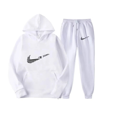 Men Tracksuit 2 Pieces Sets Hooded Sweatshirt +Drawstring Pants Male Hoodies Running Sportswear Men Women Autumn Sportwear