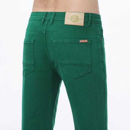 Men's Cotton Jeans Elastic Soft Comfortable Business Casual Trousers Fashion Fit Straight Spring Summer Denim Pants Size 28-44