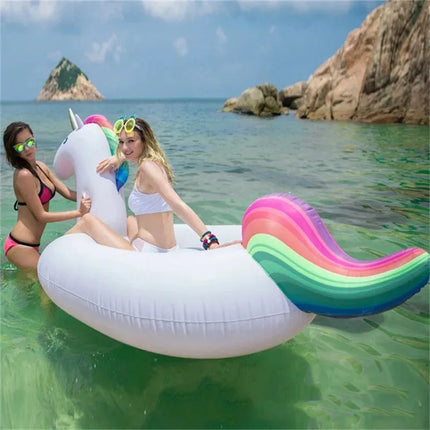 Summer Pool Inflatable Toys Cartoon Unicorn Shape Swimming Ring PVC Thickened  Air Beach Party Water Toys for Kids Adults