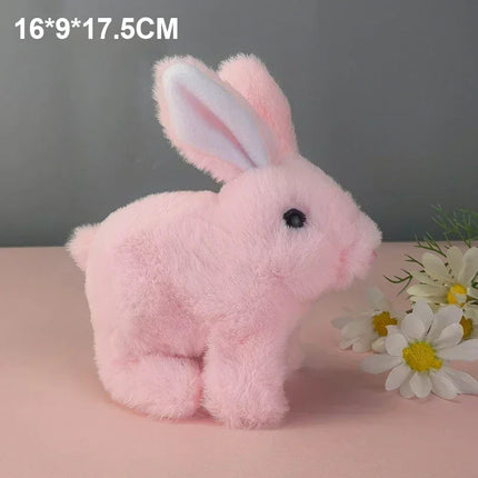 Cute Electric Rabbit Interactive Plush Toys Carrot Bunny Walking Wagging Ears Wagging Tail Stuffed Doll Pe