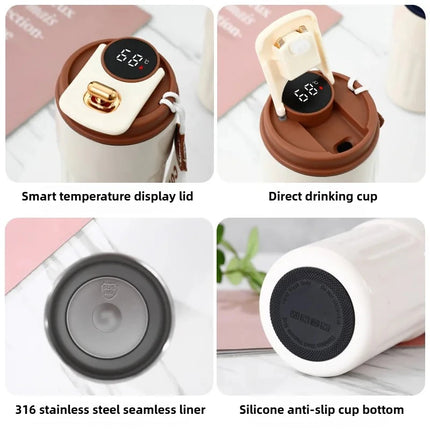 Smart Temp Display Stainless Steel Tumbler Mug Vacuum Insulated Coffee Cup Travel Thermos Cups Thermal Hot Water Bottle for Tea