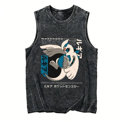 2026 Anime Men's Tank Top Pokemon Oversized Vintage Washed Vest Man Sleeveless Shirt Summer Y2k Clothes T Shirts Gym Clothes