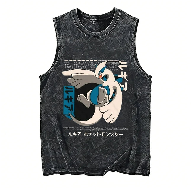 2026 Anime Men's Tank Top Pokemon Oversized Vintage Washed Vest Man Sleeveless Shirt Summer Y2k Clothes T Shirts Gym Clothes