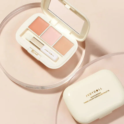Judydoll Moisturizing Three-Color Concealer Palette High Coverage Long-Lasting Natural Waterproof Sweatproof Makeup Cosmetics
