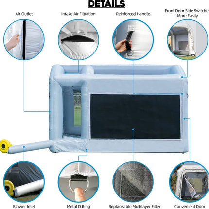 Durable Vehicle Inflatable Paint Spray Booth with Upgrade Larger Filter Portable Airbrush Car Painting Tent Workstation