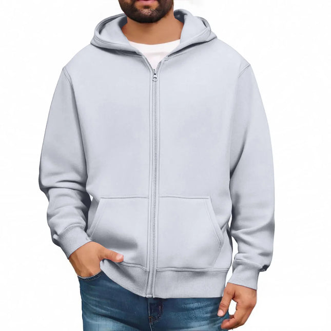Men'S Hooded Sweatshirt Solid Color Simple Jacket Hood Design Top Kangaroo Pockets Daily Wear All Seasons Basic Jacket Daily