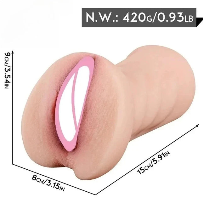 Super Realistic Men Masturbator Cup Deep Throat Real 2 IN 1 Artificial Vagina Blowjob Anal Clit Sex Toys for Men Adult Supplies