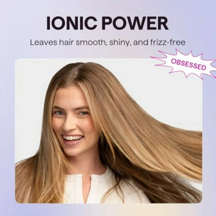 Blow Dryer with Diffuser for Curly Hair, Purple Ceramic Ionic 1875W Fast Drying Hair Dryer with Comb 3 Attachments, Light and Q