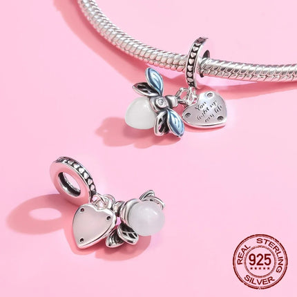 925 Sterling Silver Classic Purple Heart Shape Dragon Pegasus Butterfly Charms Beads Fit 3mm Original Bracelet DIY Jewelry Gift