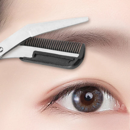 1Pc Safe Eyebrow Trimmer Black Eyebrow Scissors with Comb Hair Removal Shaver Eyebrows Shaping Makeup Tool  Stainless Steel 2025
