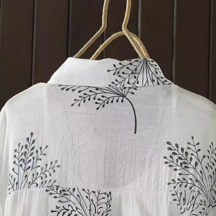 Plus Size Women's Shirt 2025 Summer New Hot Elegant Printing Blouse Female Loose Casual Long Sleeve Cool Top Vintage Streetwear