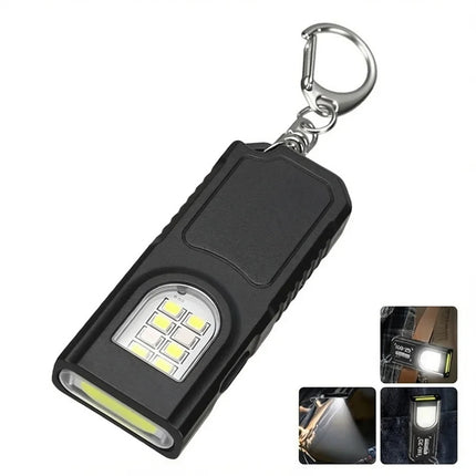 Multifunctional Keychain Flashlight USB Rechargeable Mini Flashlight With COB Work Light Keyring Camping Walking Pocket Lamp
