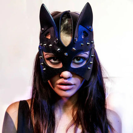 Erotic Accessories Sexy Leather Women Mask Cosplay Bdsm Fetish Female Halloween Masquerade Ball Fancy Cat Ears Masks Sex Toys