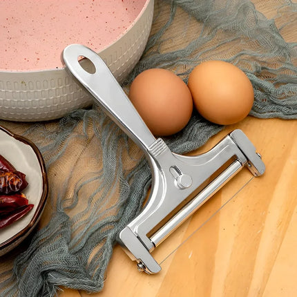 Cheese Cutter,manual Cheese Slicer with A Set of 4 Spare Wires,butter knife, Stainless Steel, Casters, Adjustable Thickness