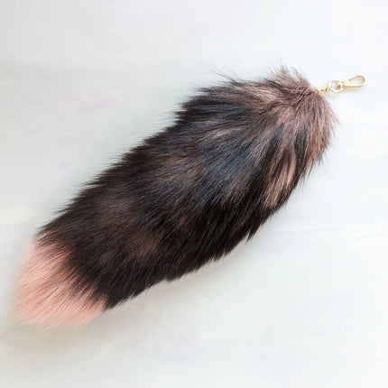 natural fox fur tail keychain furry 2024 chic y2k  beautiful accessory length 40 cm Car Keychains For Women