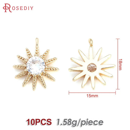 18K Gold Color Brass  Zircon Star Charms Pendants Jewelry Necklaces Earrings Bracelets Making Supplies Diy Findings Accessories