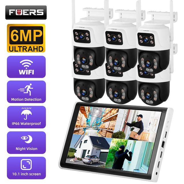 Fuers H.265 10.1 inch LCD Screen 8CH Wireless NVR Security Kit Outdoor Camera WIFI System Surveillance CCTV Audio Video Recorder